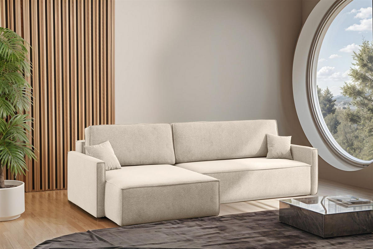 ECKSOFA Louis Salvador - Beige, Holzwerkstoff/Textil (250/142cm) - Fun Möbel