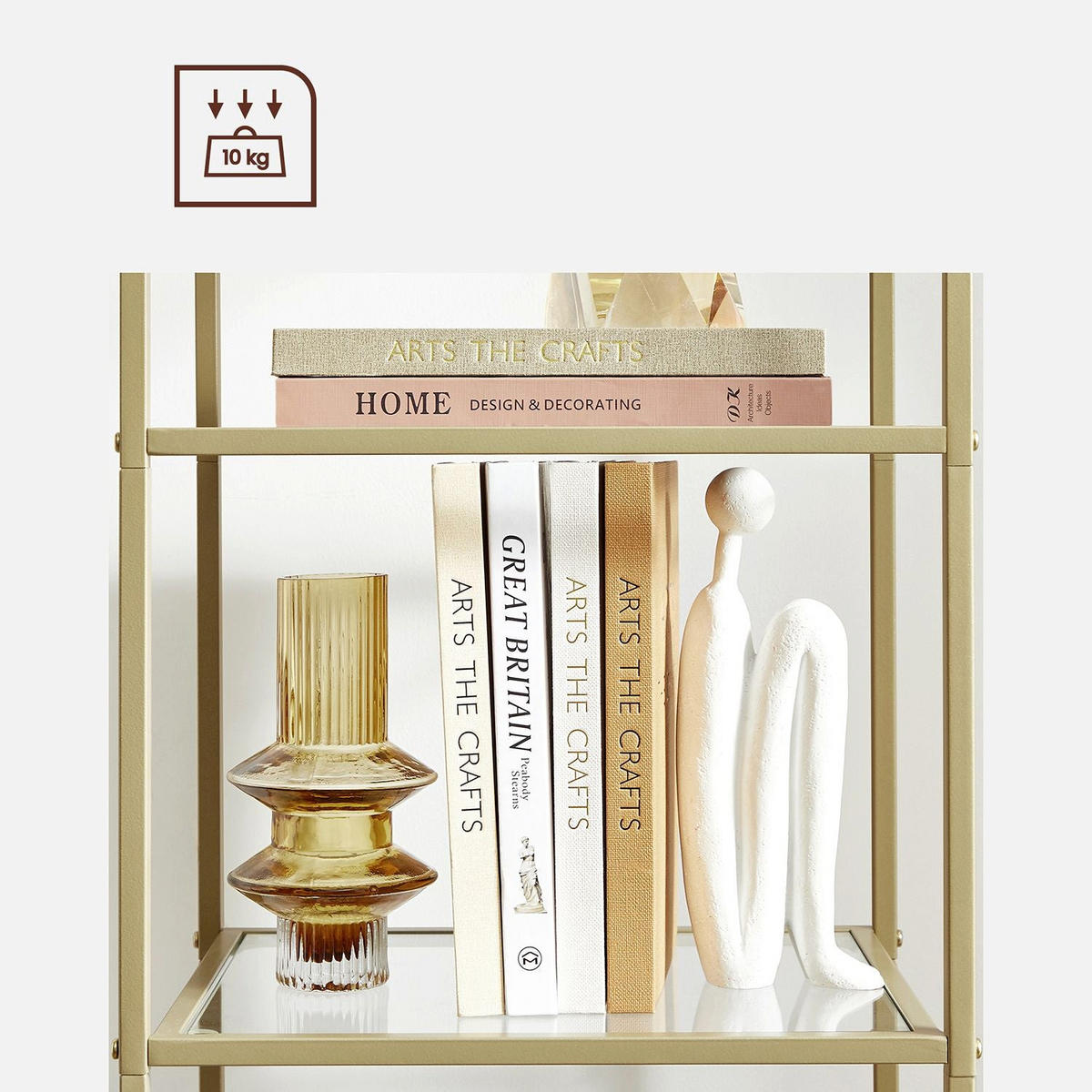 STANDREGAL BÜCHERREGAL - Goldfarben, Glas (30/125/40cm) - Hansiro