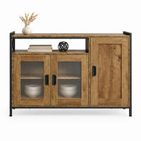 SIDEBOARD aus Holzwerkstoff und Metall 110x33x75 cm Braun mit offenem Fach und Türen - Braun, Holzwerkstoff (110/75/33cm) - IVMEU