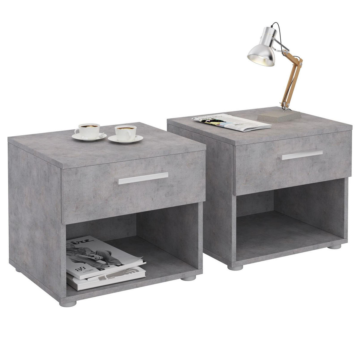 NACHTTISCH MARY 2ER-SET - Grau, Holzwerkstoff (42/38/30cm) - CARO-Möbel