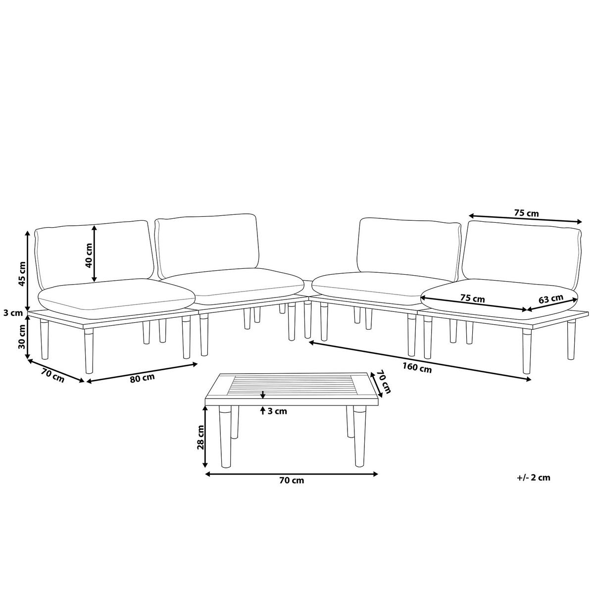 4-SITZER LOUNGE SET Akazienholz Grau Frascati - Grau, Holz - Beliani