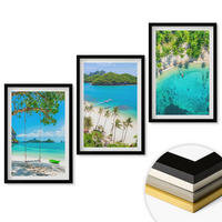 WANDBILDER 3er-Set - 40x60 cm Schwarzer Rahmen - Strände, Palmen, klares Wasser - Schwarz, Kunststoff (40/60cm) - ArtPrintCave