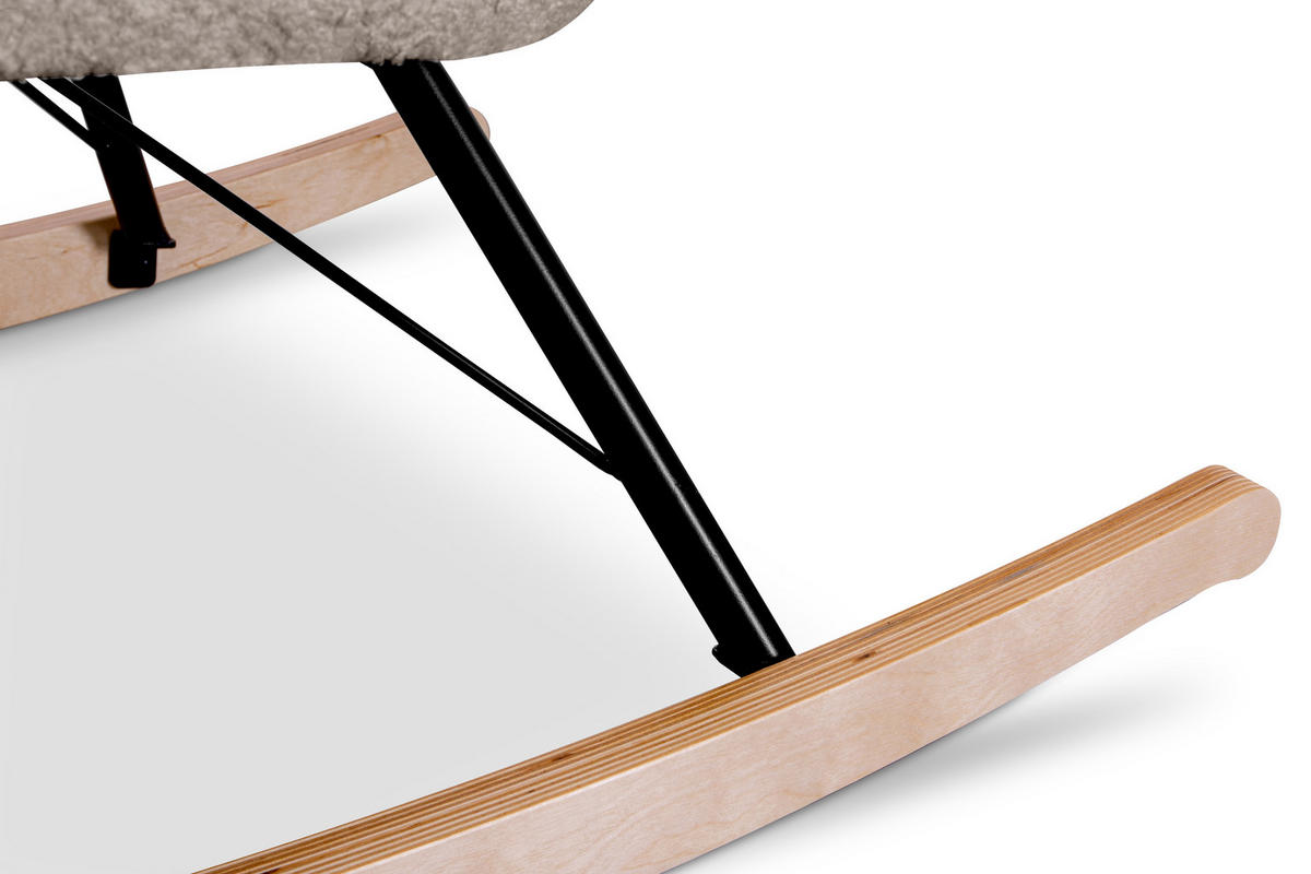 SCHAUKELSESSEL ADDUCTI breiter Sitz für mehr Komfort, Beige - Eichefarben/Beige, Holz/Textil (75/94/112cm) - KONSIMO®