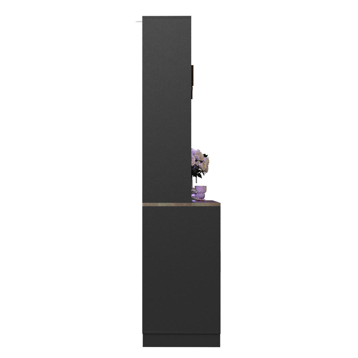 ANRICHTESCHRANK mit LED und Steckdose 120 x 36,3 x 180 cm Schwarz - Schwarz, Metall (36.3/180/120cm) - Meubliv