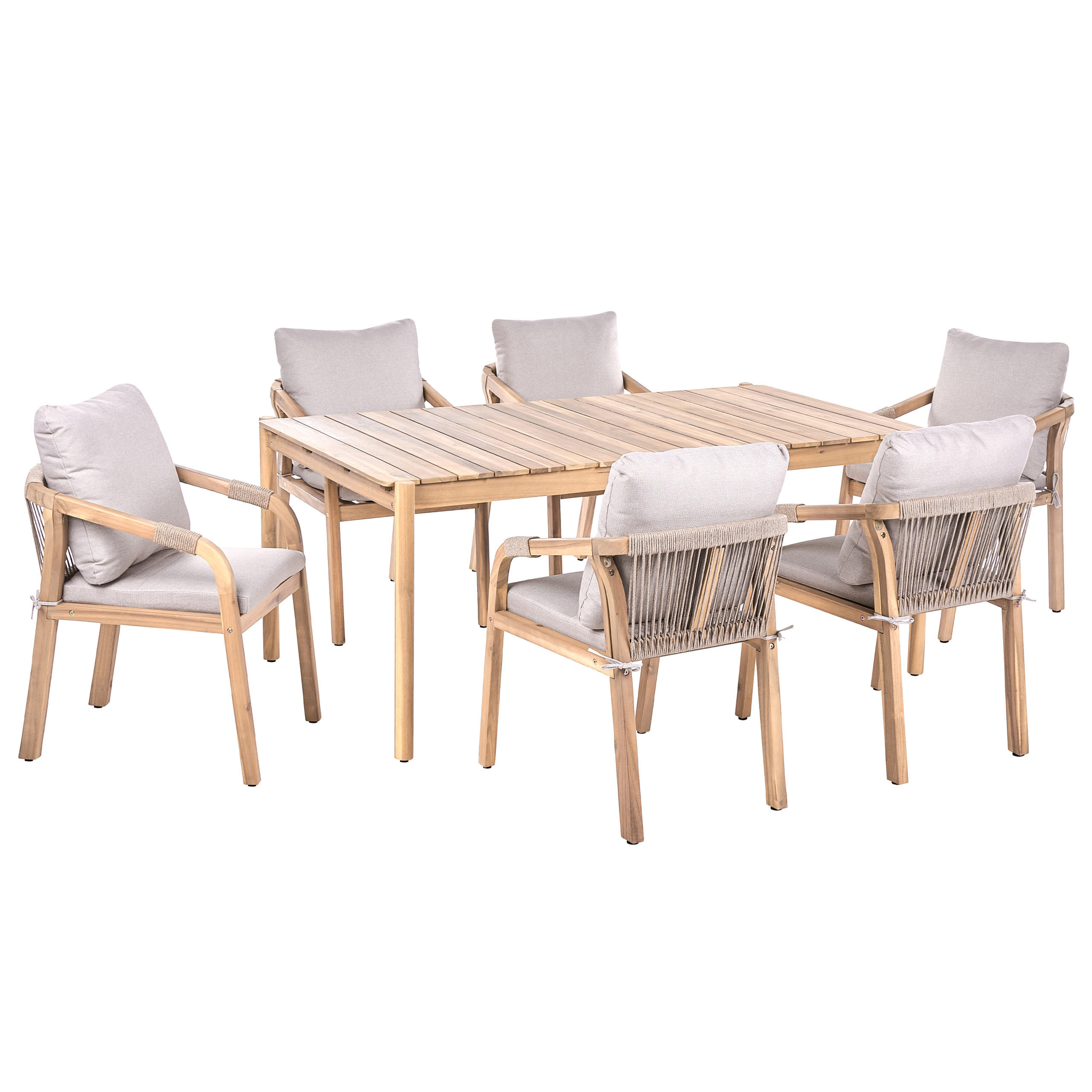 SET MOBILIER DE GRĂDINĂ cu 6 locuri maro deschis lemn de salcâm Manado/Sumba - maro/maro deschis, lemn - Beliani