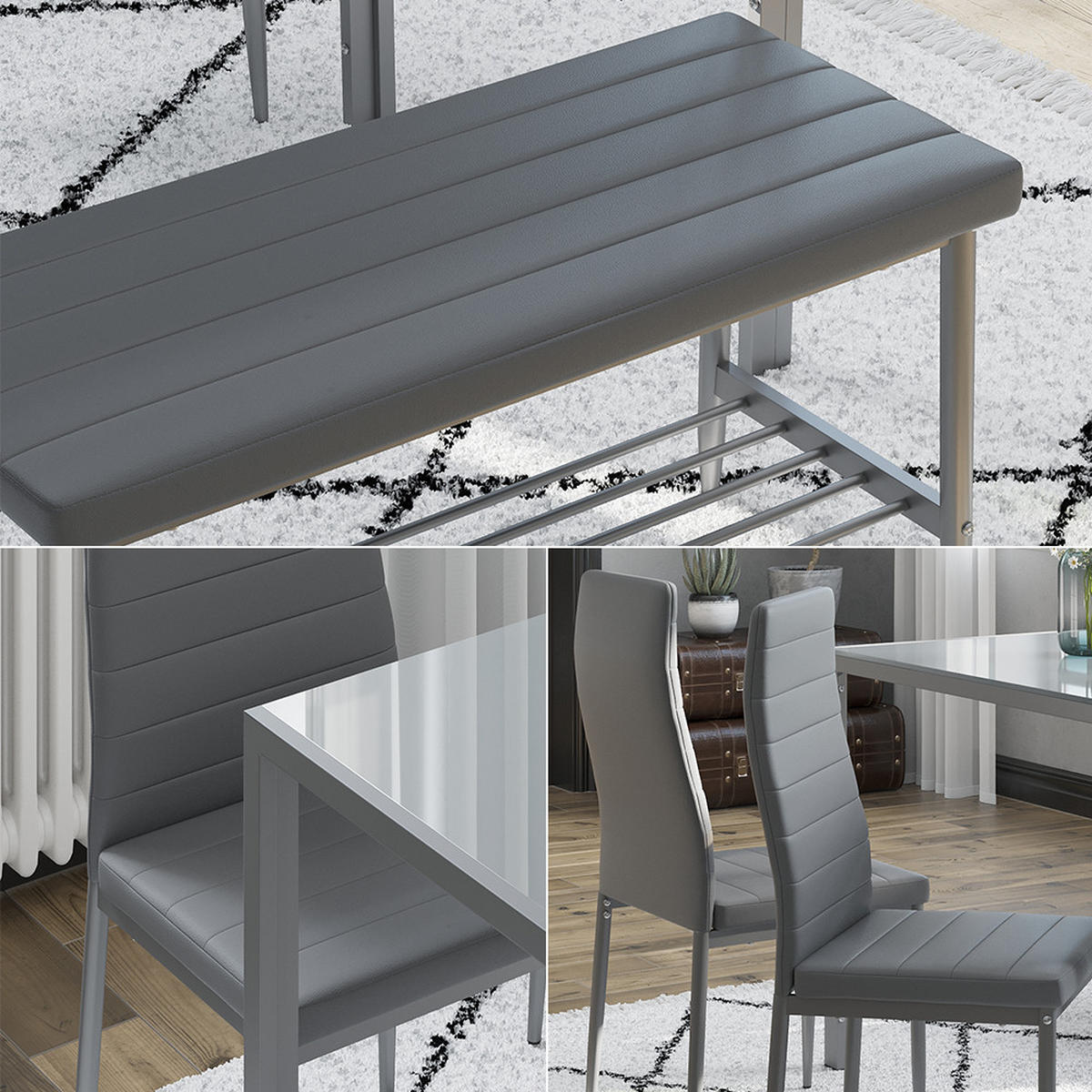 LAVICE A ŽIDLE Grand Šedá - šedá, textil (85/46.5/35cm) - Vicco