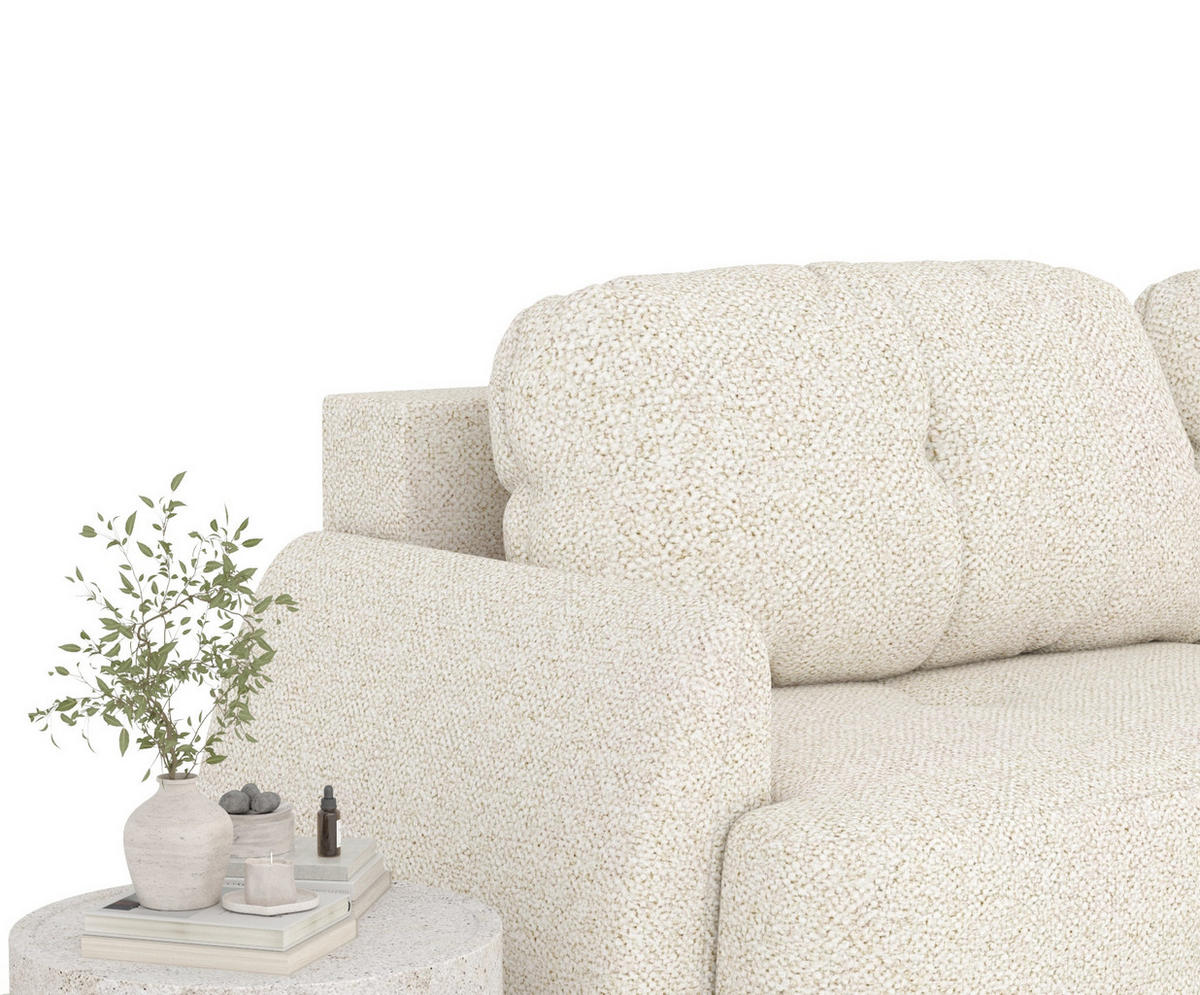 SCHLAFSOFA Loca Creme Plüschstoff - Creme/Schwarz, Holz/Holzwerkstoff (248/92/103cm) - Maison de Reve