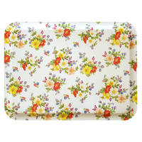 TABLETT Wildrosen, rechteckige Melamin Serviertablett 50x37 cm - Multicolor, Kunststoff (37/2/50cm) - Lashuma