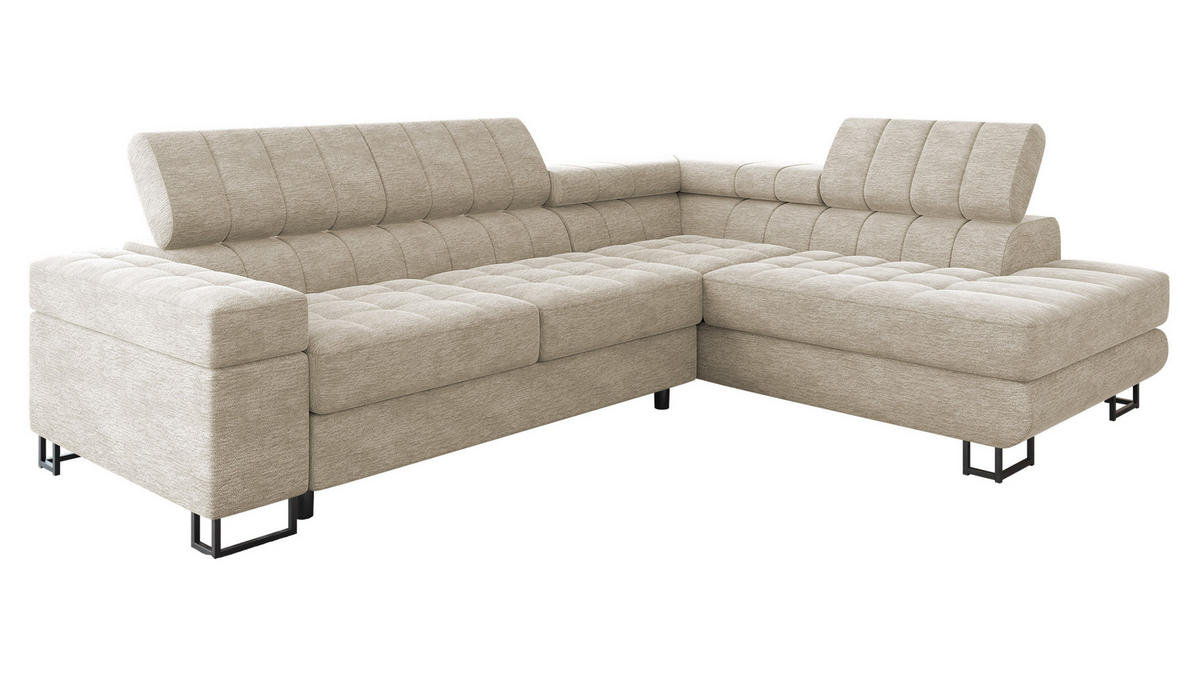 ECKSOFA Laris, Seite: Rechts - Champagner/Schwarz, Holz/Textil (271/203cm) - MIRJAN24