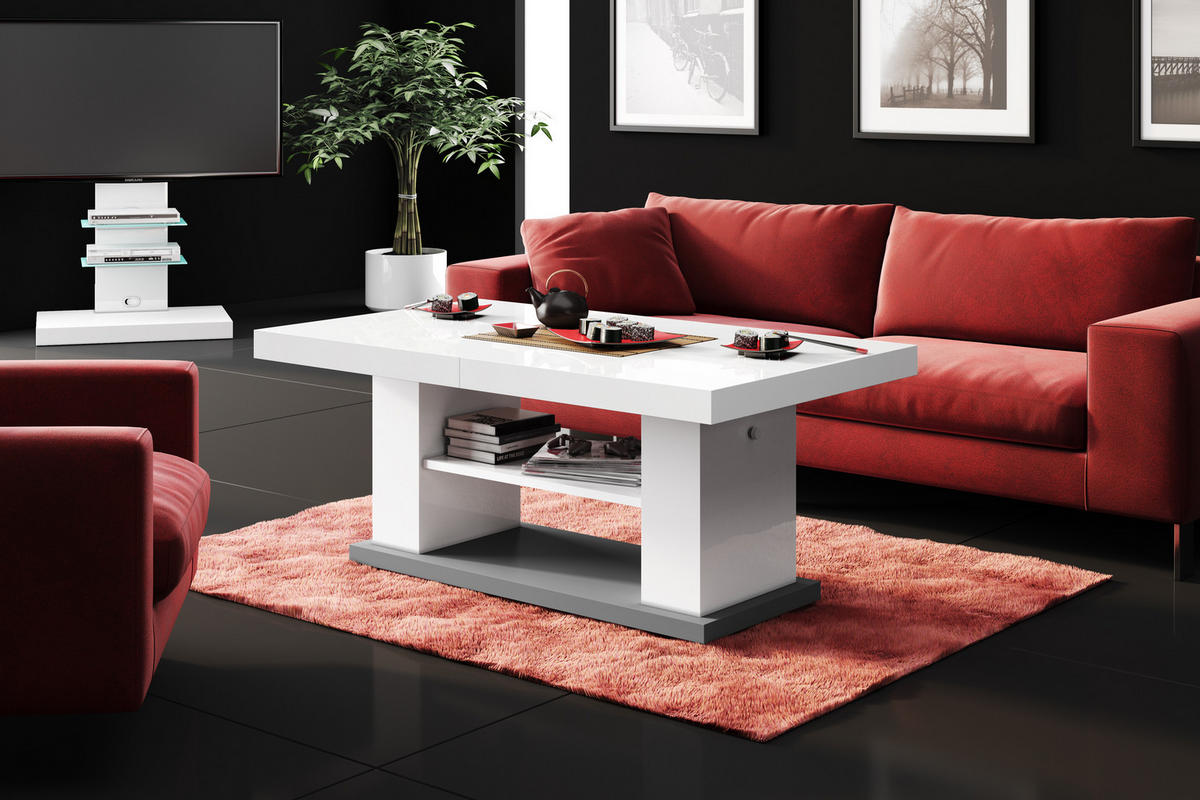 COUCHTISCH rechteckig Weiß Hochglanz 120/50/70 cm - Weiß Hochglanz, Holzwerkstoff (70/120/50cm)
