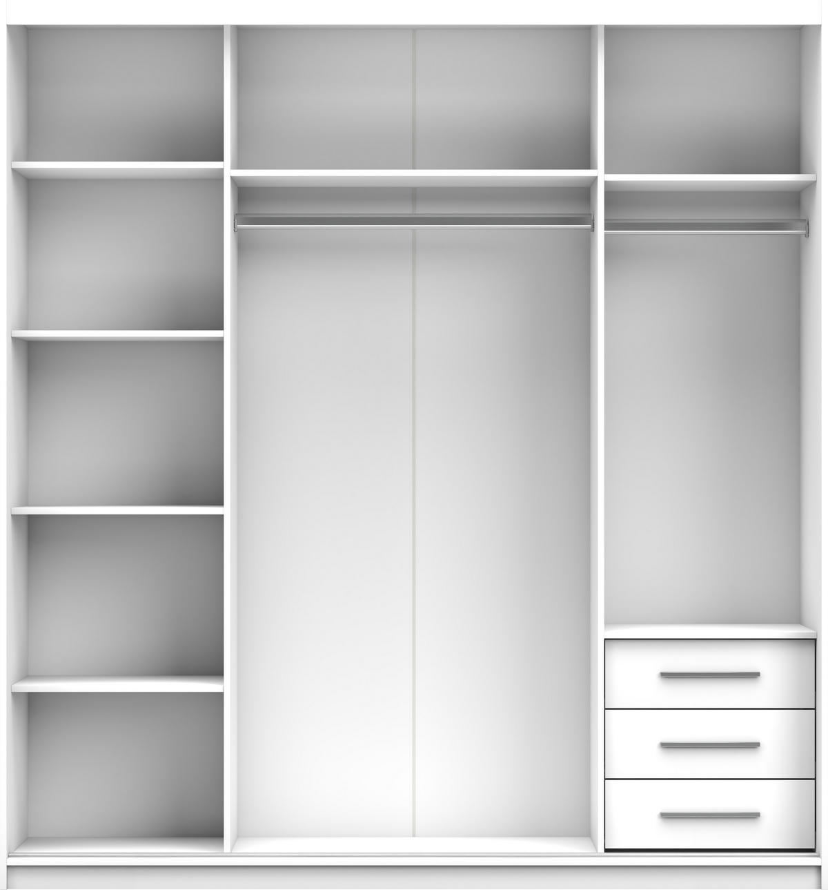 SCHWEBETÜRENSCHRANK 203/218/61 cm 2-türig Pola 42 B Weiß/Weiß - Alufarben/Weiß, Glas/Holzwerkstoff (203/218/61cm) - imoebel24