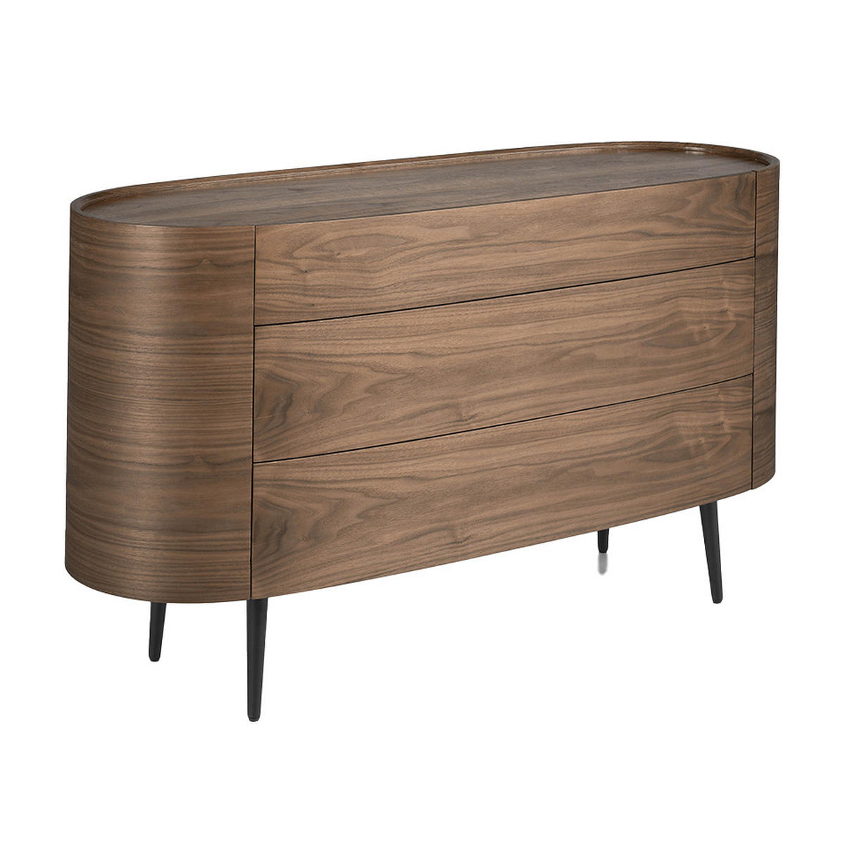KOMMODE Oval Walnuss Schwarz 135/48/75 cm - Walnussfarben/Schwarz, Holz (135/75/48cm) - ANGEL CERDA