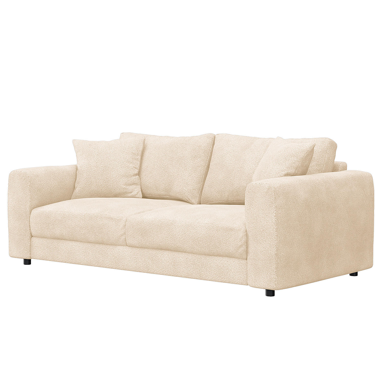 2,5-SITZER SOFA - Beige/Schwarz, Holz/Kunststoff (182/79/106cm) - home24