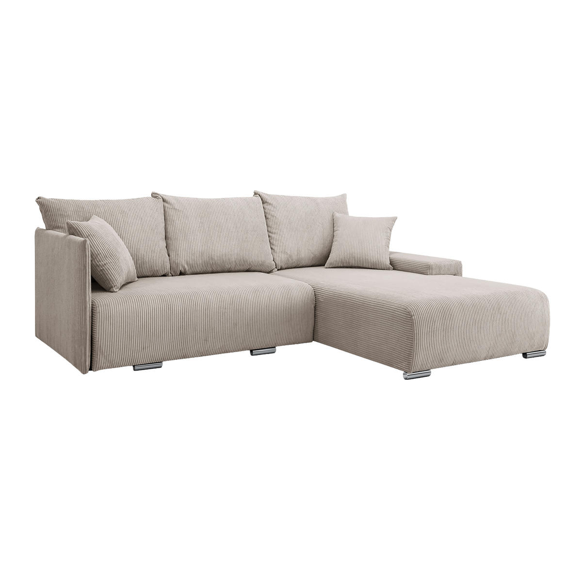 ECKSOFA TRAWANGA L mit Schlaffunktion, Creme - Creme, Textil (246/188cm) - Fedve