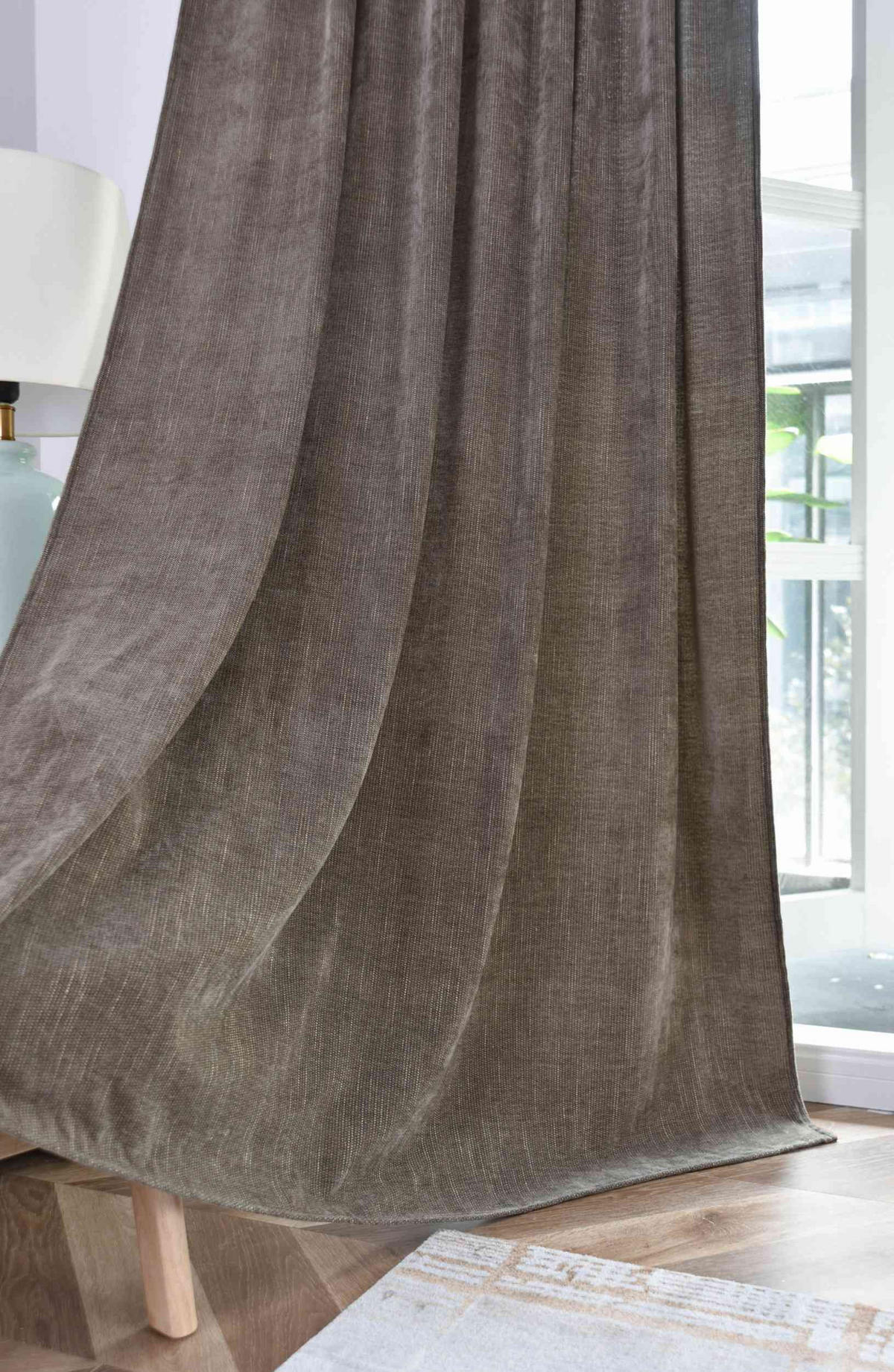 VORHANG 2ER SET HAVANNA HxB 245x135 cm Oliv Gold - Olivgrün, Textil (135/245cm) - Gardinenbox