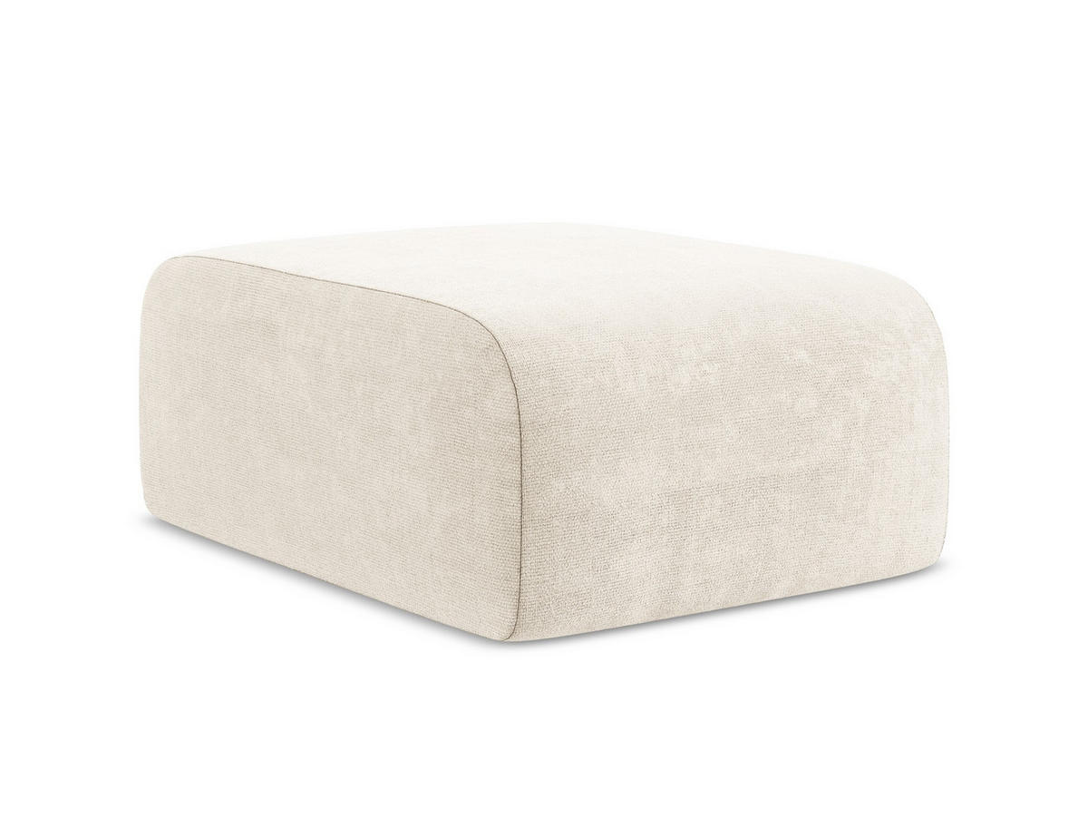POUF Chenille Stoff Beige - Creme/Schwarz, Holzwerkstoff/Kunststoff (72/42/94cm) - Makamii