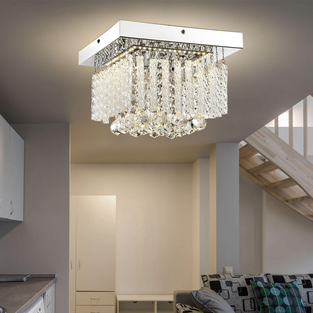 LED DECKENLEUCHTE MATHILDA Silber Chrom - Silberfarben, Glas (25/25/15cm)