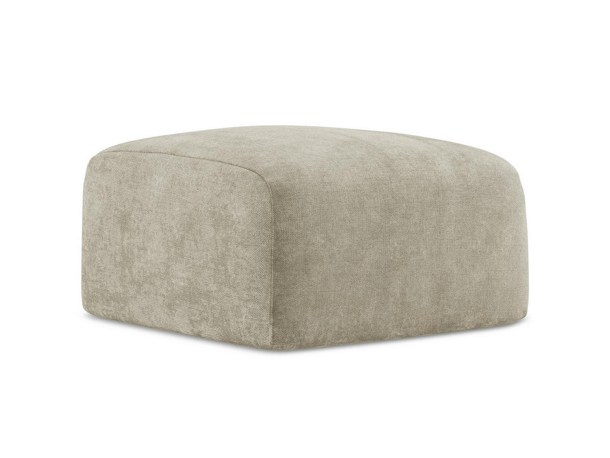 POUF Chenille Stoff Beige - Beige/Schwarz, Holzwerkstoff/Kunststoff (65/40/65cm) - Makamii