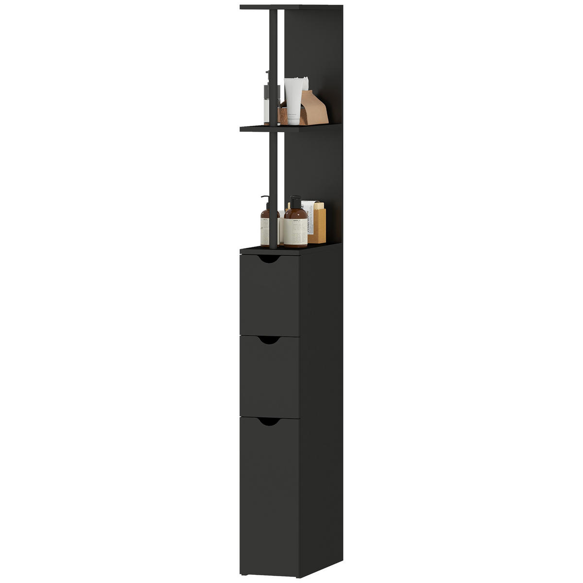 HOCHSCHRANK DE-12501 15/33/137 cm Schwarz - Schwarz, Holzwerkstoff (15/136.8/33cm) - ComfortXL
