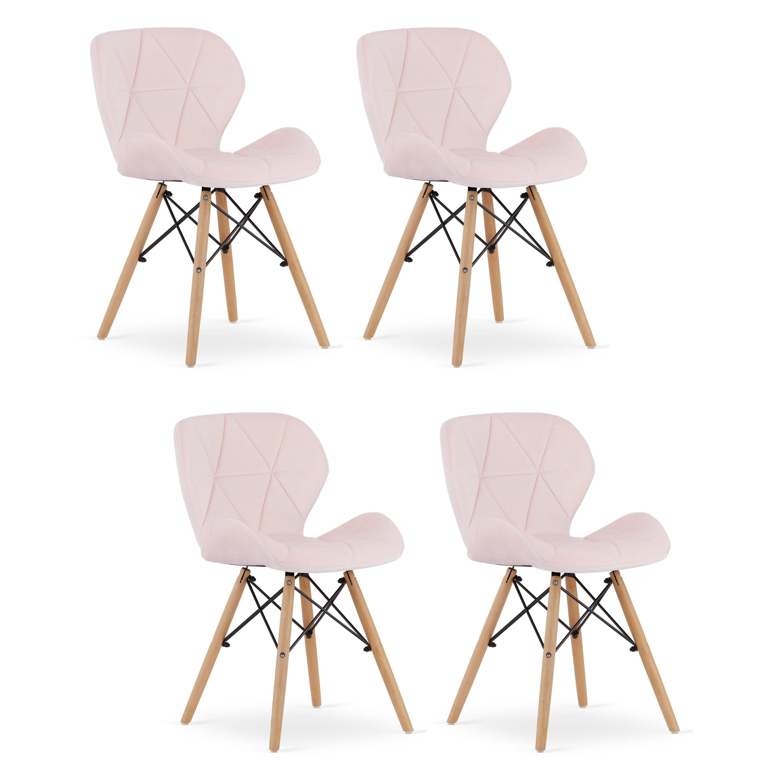 STUHL AMATRICE 4-er Set, Rosa, mit Samtstoff gepolstert - Rosa, Holz/Textil (48/74/53cm) - Komodee