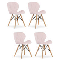 STUHL AMATRICE 4-er Set, Rosa, mit Samtstoff gepolstert - Rosa, Holz/Textil (48/74/53cm) - Komodee