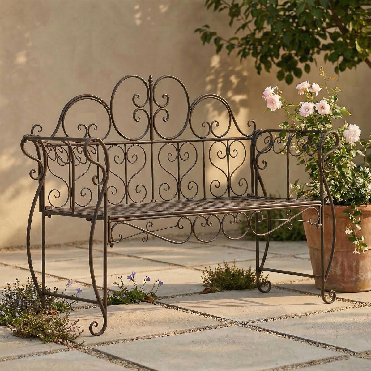 GARTENBANK 128/46 cm Metall Bronze - Bronzefarben, Metall (128/94/46cm) - CLP