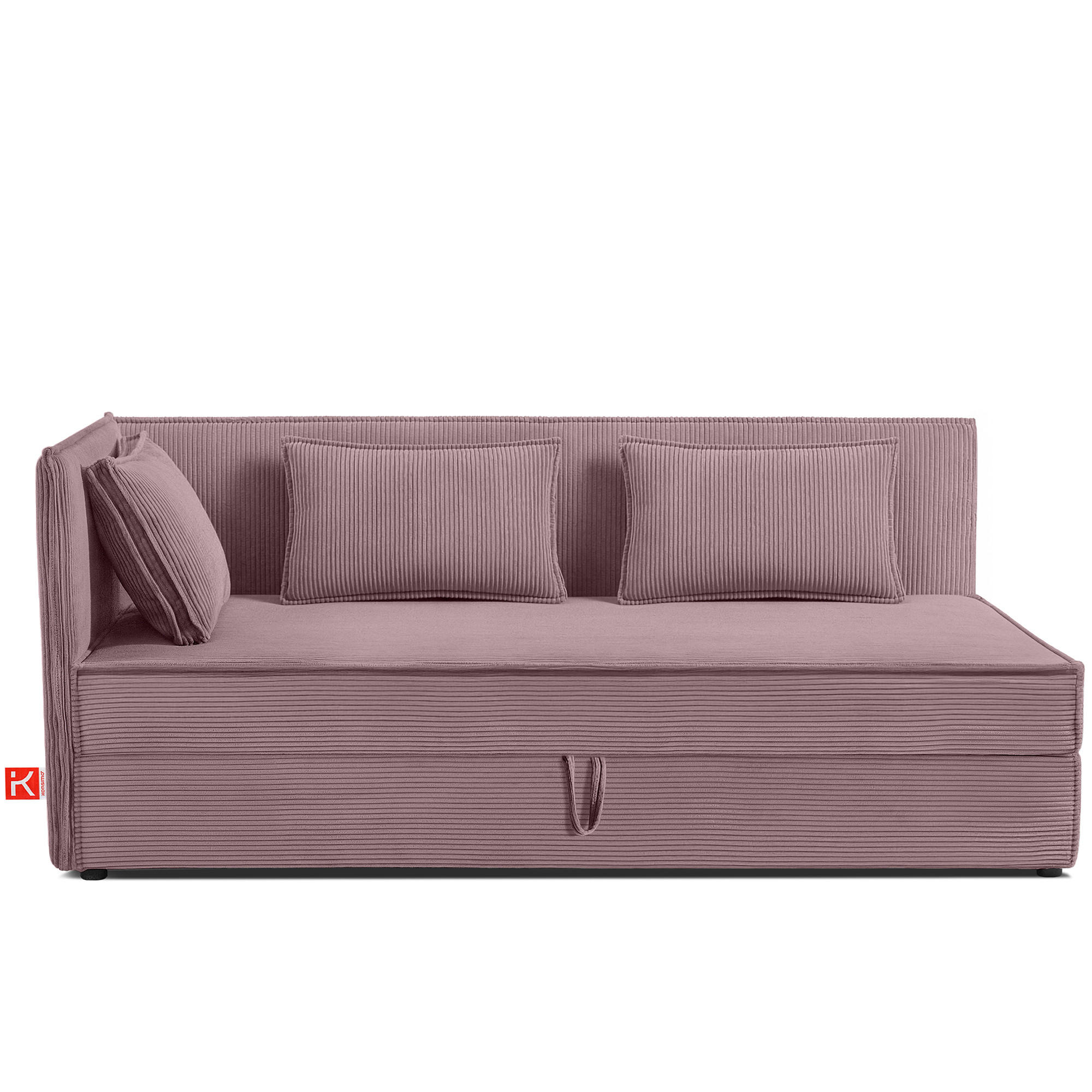 JUGENDBETT ROTI Einzelbett mit Bettkasten, 90x200cm, Bett mit Bonellmatratze, mit Rückenlehne - Lila/Schwarz, Holz/Holzwerkstoff (92/200cm) - KONSIMO®