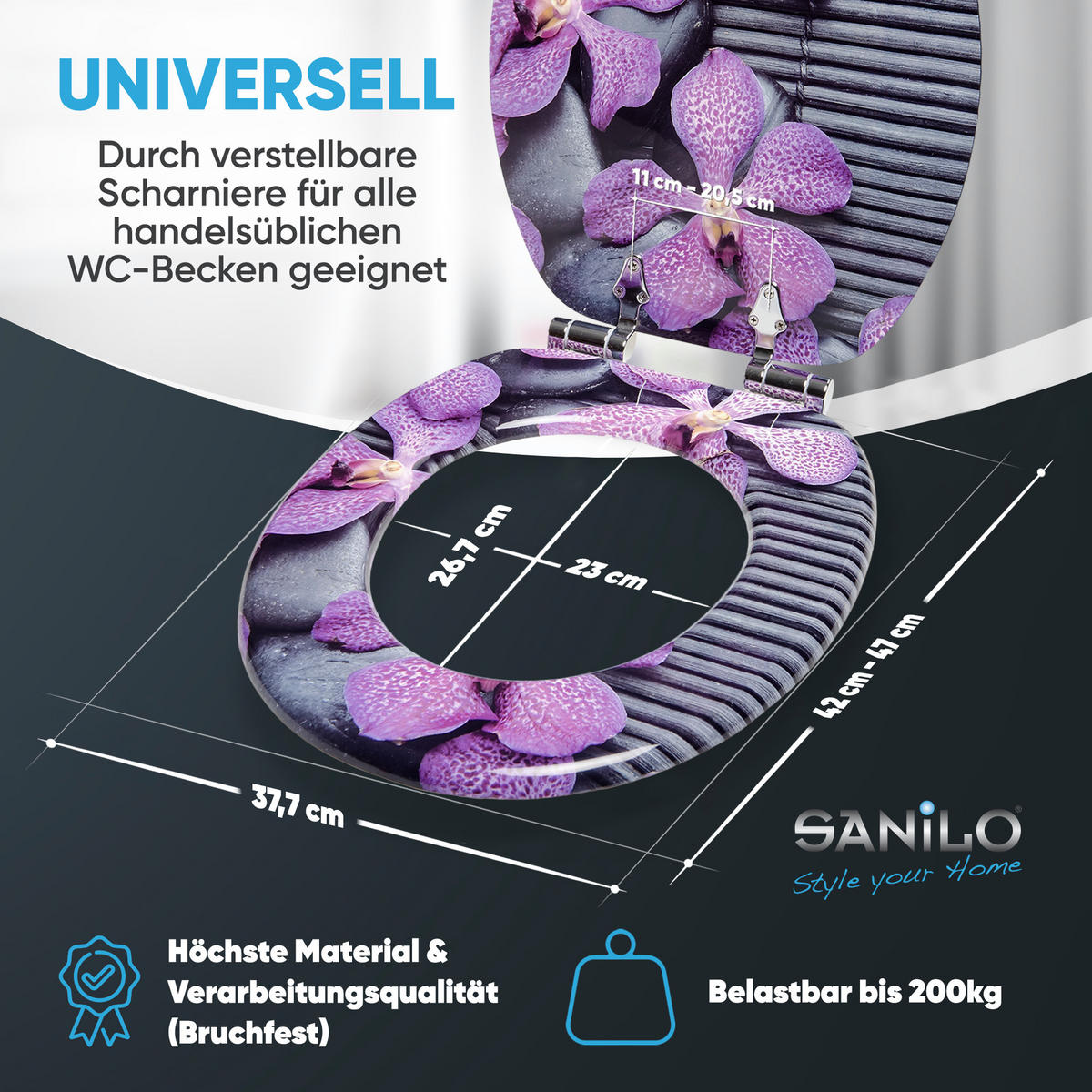 WC-SITZ mit Absenkautomatik Vanda - Violett, Holzwerkstoff (38/6/47cm) - Sanilo