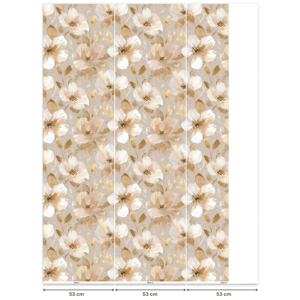 TAPETE - Blumen - künstlerisch - Gold - 140x200 cm - Beige, Papier (140/200cm) - OnlyWow