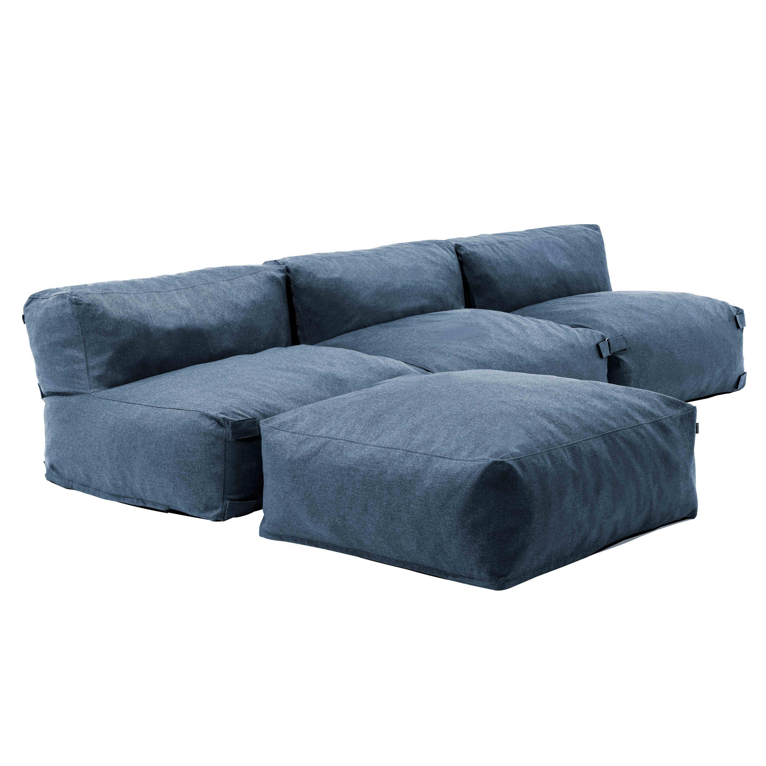 GARTENSOFA mit 4 Sitzplätzen, Pazifikblau - Blau, Textil (85/65/340cm) - Oviala