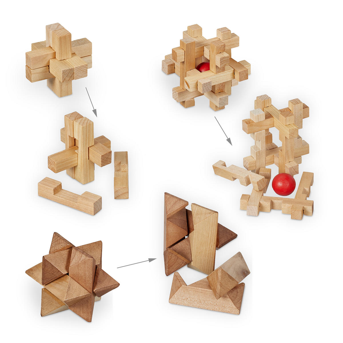 KNOBELSPIELE - Hellbraun, Holz (26.5/18.5cm) - Relaxdays