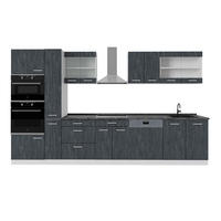 KÜCHENZEILE R-Line Schwarz Beton/Weiß 350 cm AP Anthrazit - Schwarz/Weiß, Holzwerkstoff (350/81.6/60cm) - Vicco
