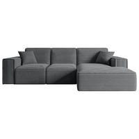 ECKSOFA Ottomane Rechts SERRA-L - 266x165x73 cm Dunkelgrau Cord - Dunkelgrau/Schwarz, Holzwerkstoff/Kunststoff (266/165cm) - ALTDECOR