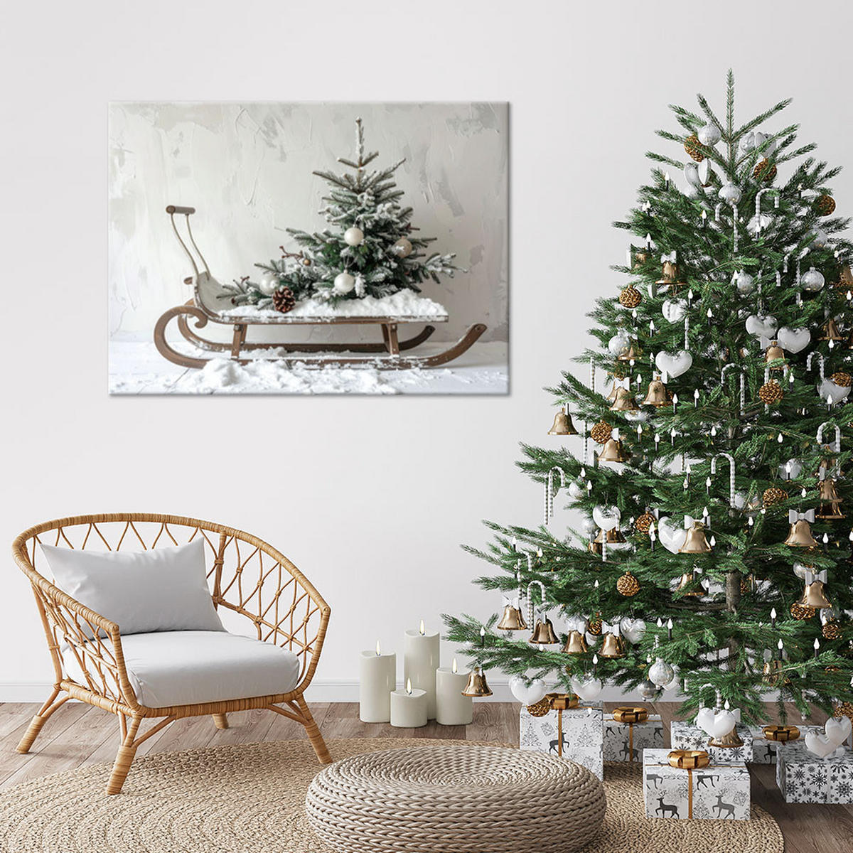 LEINWANDBILD Weihnachten 45x30cm - Grau, Textil (45/30cm) - Feeby