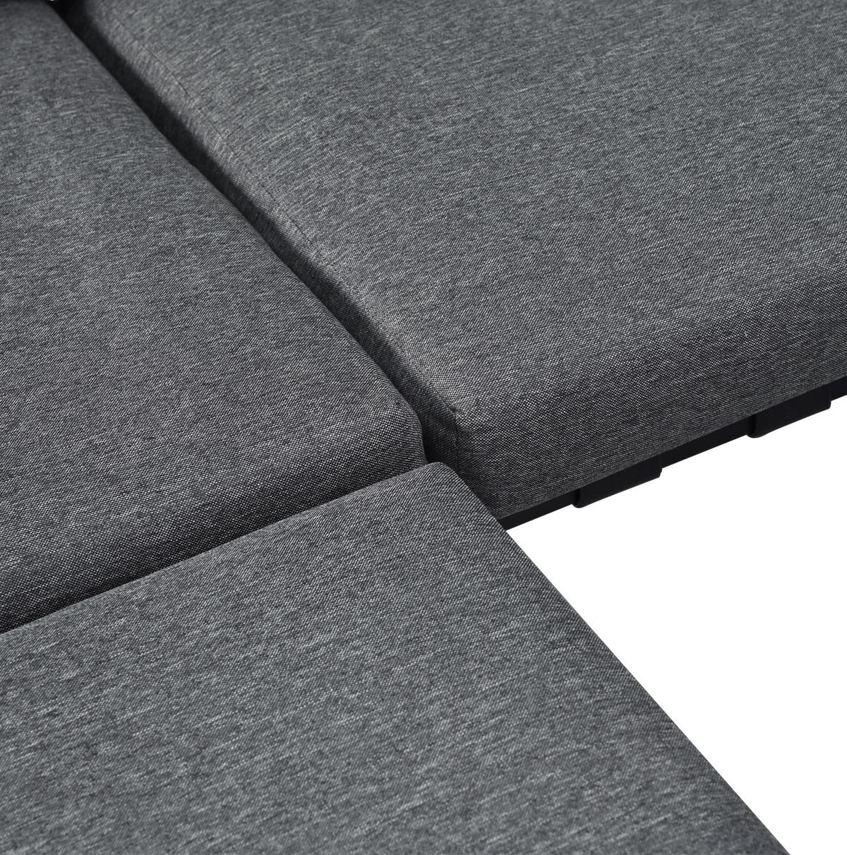 LOUNGE-SET mit Couchtisch und Fußhocker, flexible Kombination und Glasplatte, Grau - Grau, Textil - Redom