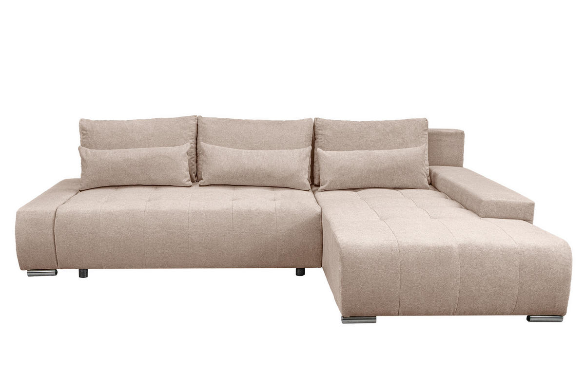 ECKSOFA Bloom mit Bettkasten und Schlaffunktion L-Form - Beige, Textil (267/185cm)