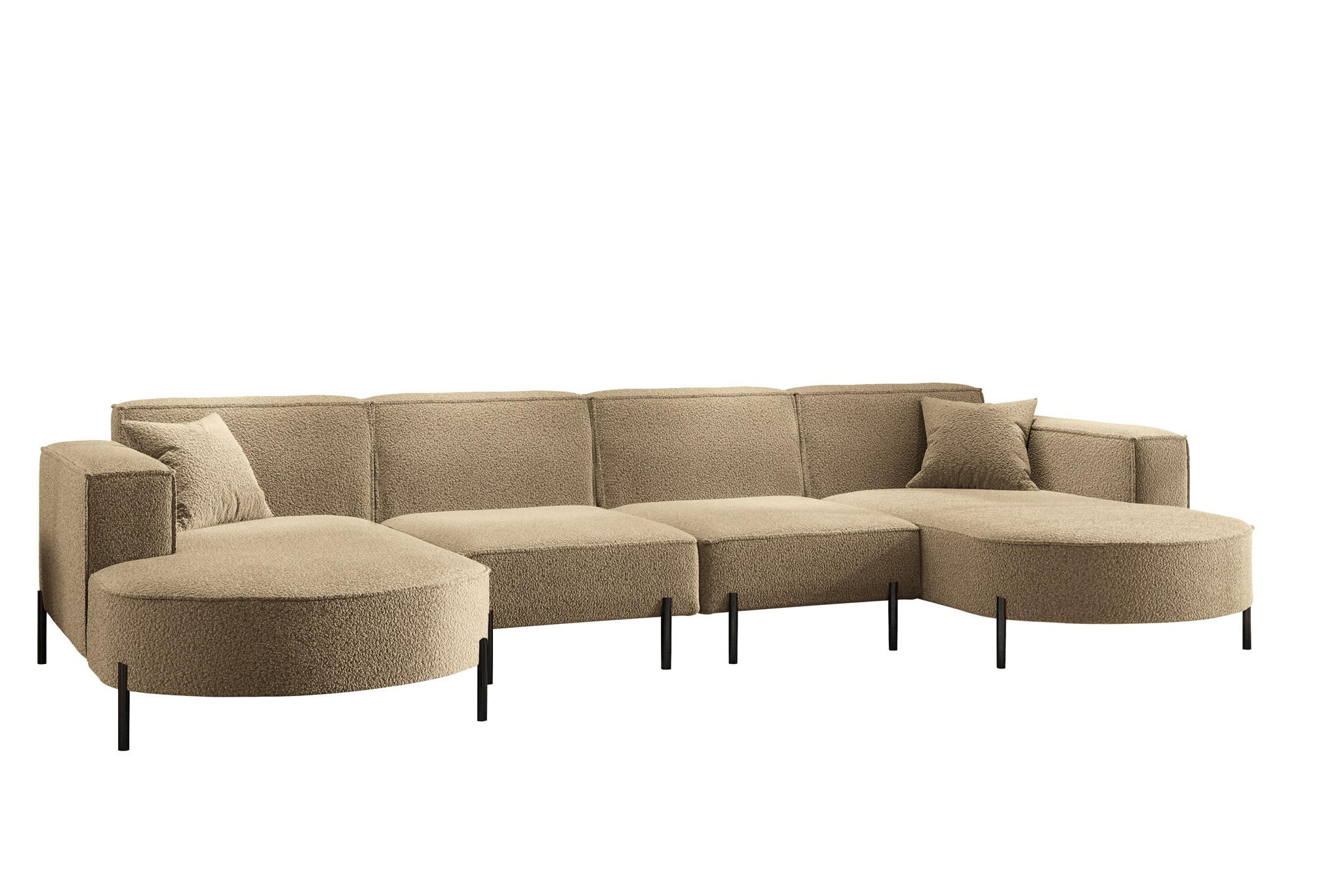 WOHNLANDSCHAFT Valencia Xl - Hellbraun, Holzwerkstoff/Textil (384/80/165cm) - Fun Möbel