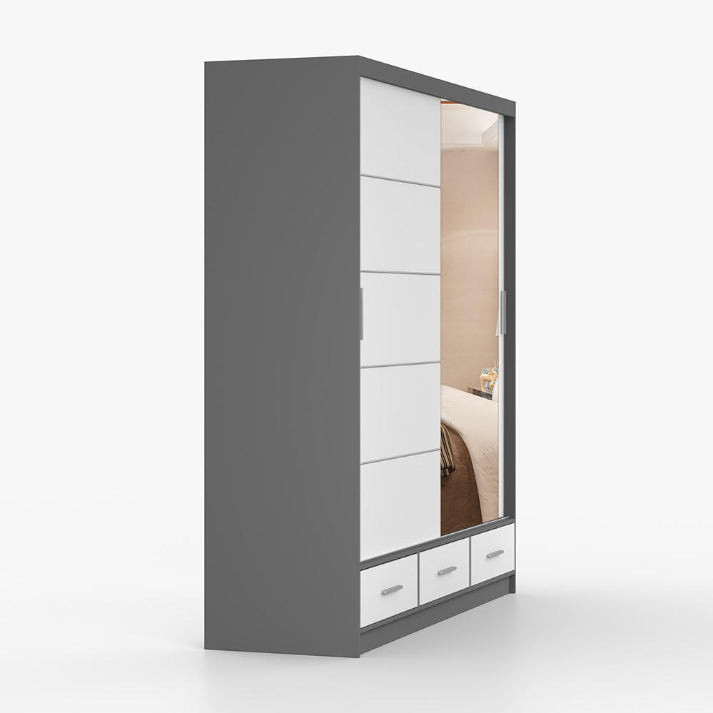 imoebel24 Kleiderschrank Weiß 203x218x61 cm