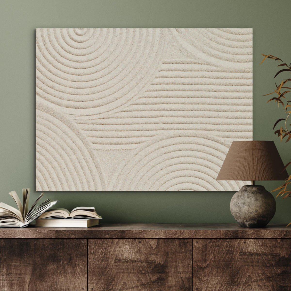 AKUSTIKPANEEL Muster - Abstrakt - Weiß 80x60 cm - Beige, Textil (80/0.9/60cm) - MuchoWow