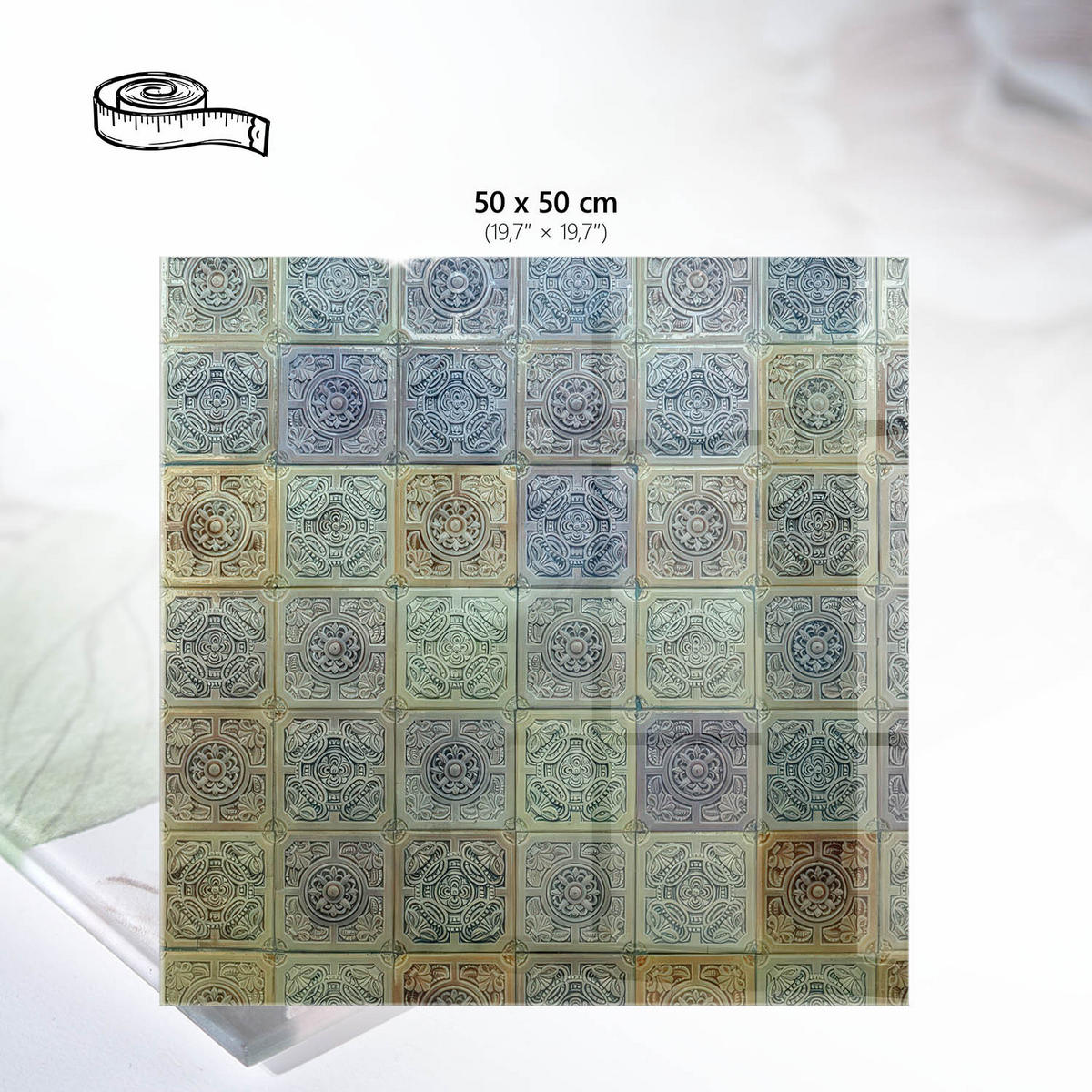 TISCHPLATTE 50x50 cm – Pastellmosaik - Schwarz, Glas (0.4/50/50cm) - Wallfluent