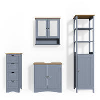 BADMÖBEL-SET Bianco Grau 4 Teile - Grau, Holzwerkstoff (60/60/30cm) - Vicco