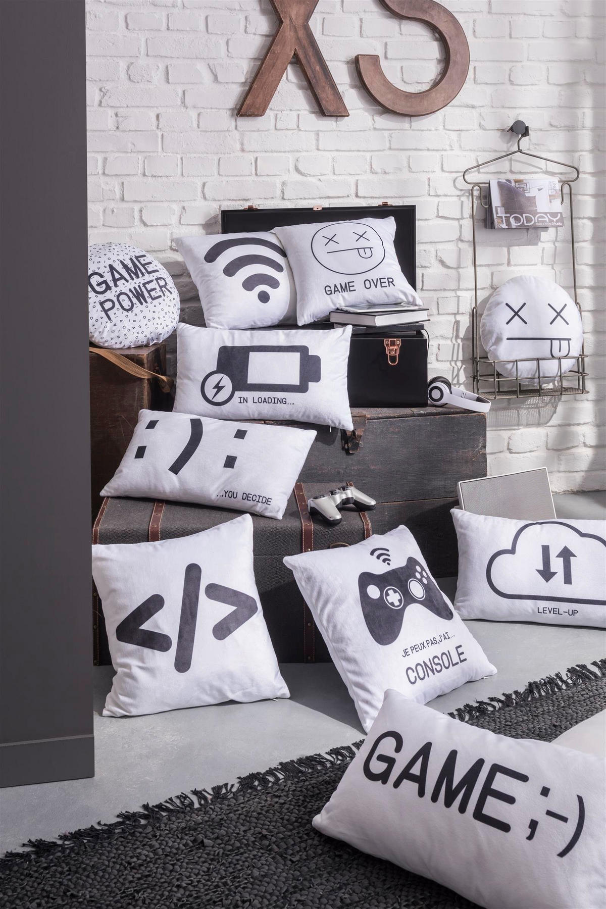 ZIERKISSEN Geek Game 50/30 cm - Weiß, Textil (40/40cm) - Today