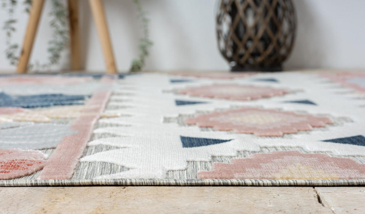 OUTDOORTEPPICH Aurora Altrosa,Dunkelblau,Currygelb 100/160 cm - Altrosa, Textil (100/160cm) - My-Rug