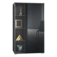 VITRINE Davos Schwarz Hochglanz - Schwarz Hochglanz, Holzwerkstoff (71.5/134/35cm) - Vladon