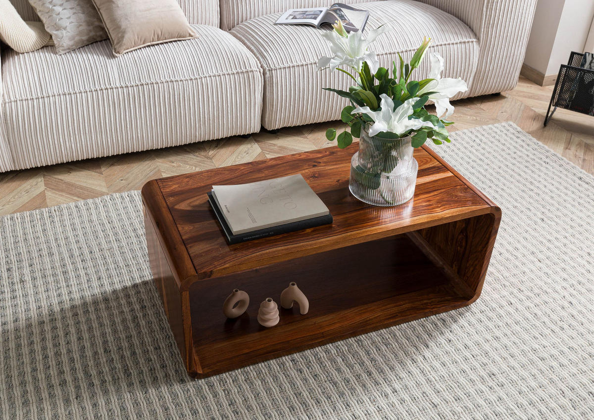 COUCHTISCH Sheesham 100x50x40 walnuss lackiert LOUNGE COLLECTION #04 - Dunkelbraun, Holz (100/50/40cm) - Massivmoebel24