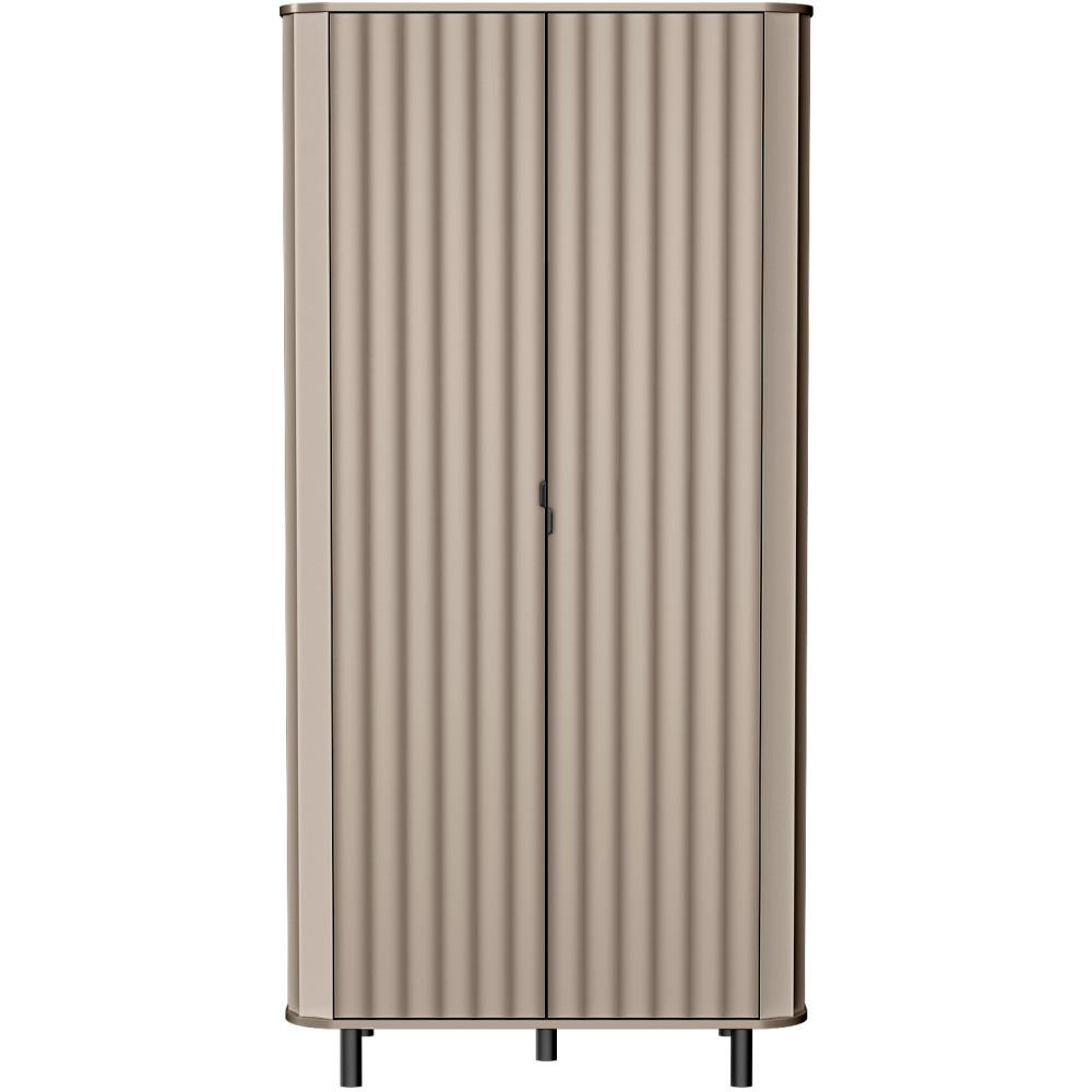 DREHTÜRENSCHRANK Nevada mit zwei Türen 98 cm Taupe - Taupe/Schwarz, Holzwerkstoff/Metall (98/200/55cm) - Beautysofa
