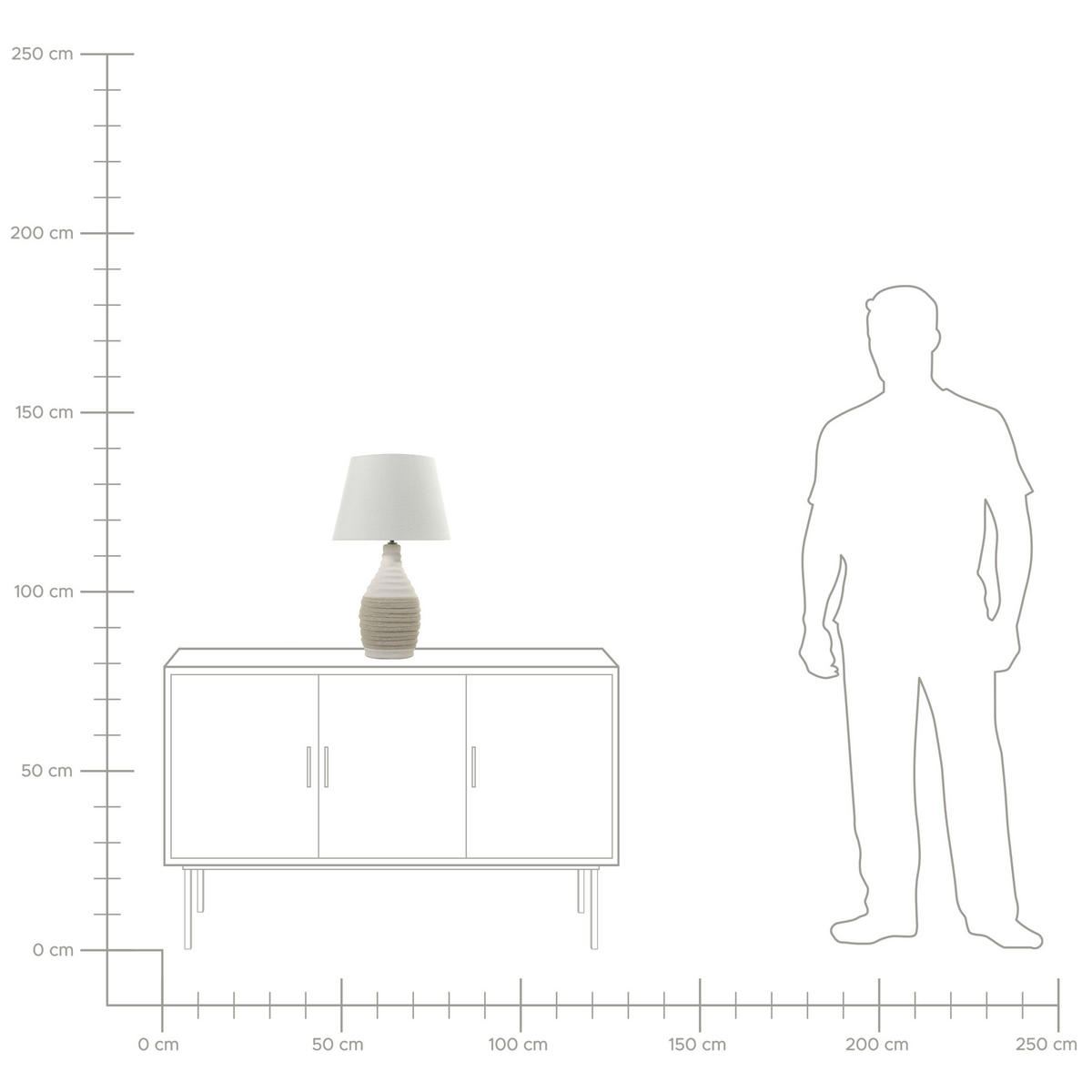 TISCHLAMPE Tormes 33/33/56 cm - Beige, Keramik (33/33/56cm) - Beliani