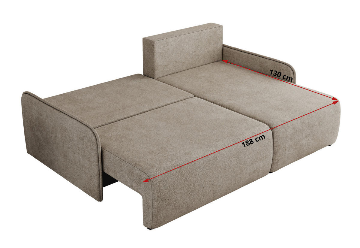 ECKSCHLAFSOFA ARPA L Beige Struktur - rechts - Beige/Schwarz, Kunststoff/Textil (150/198cm) - MKS