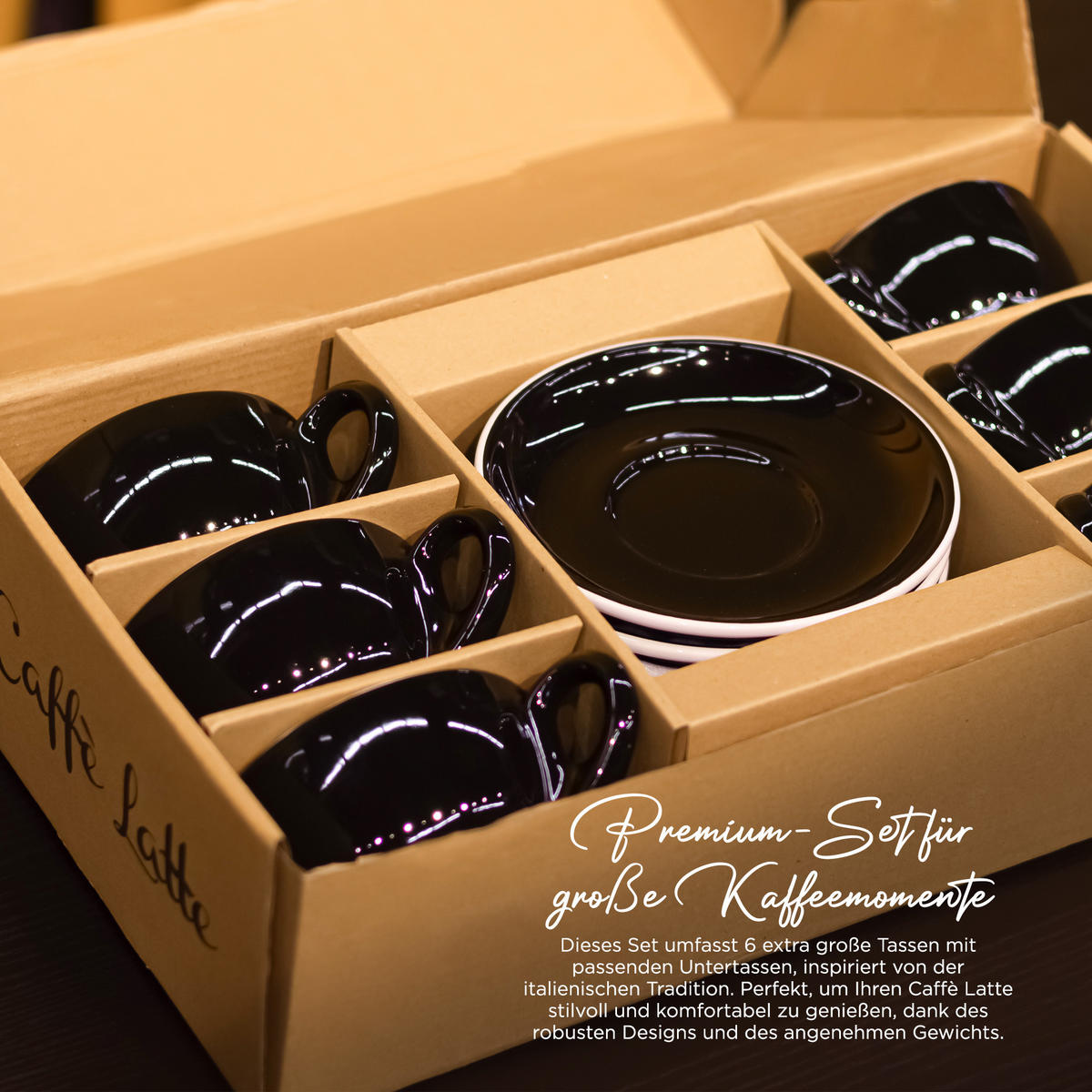 MILCHKAFFEETASSEN italia 6er Set 290 ml - Silberfarben, Metall (16/7/16cm) - Muvell