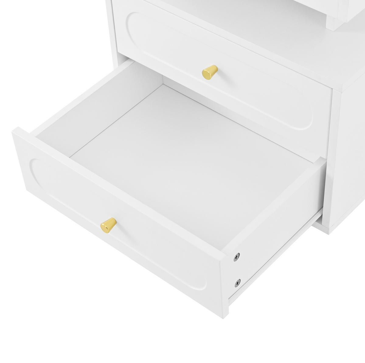 NACHTTISCH 100/60/40 cm Weiß aus Spanplatte mit LED-Beleuchtung - Weiß, Holzwerkstoff (100/60/40cm) - OKMYHOME